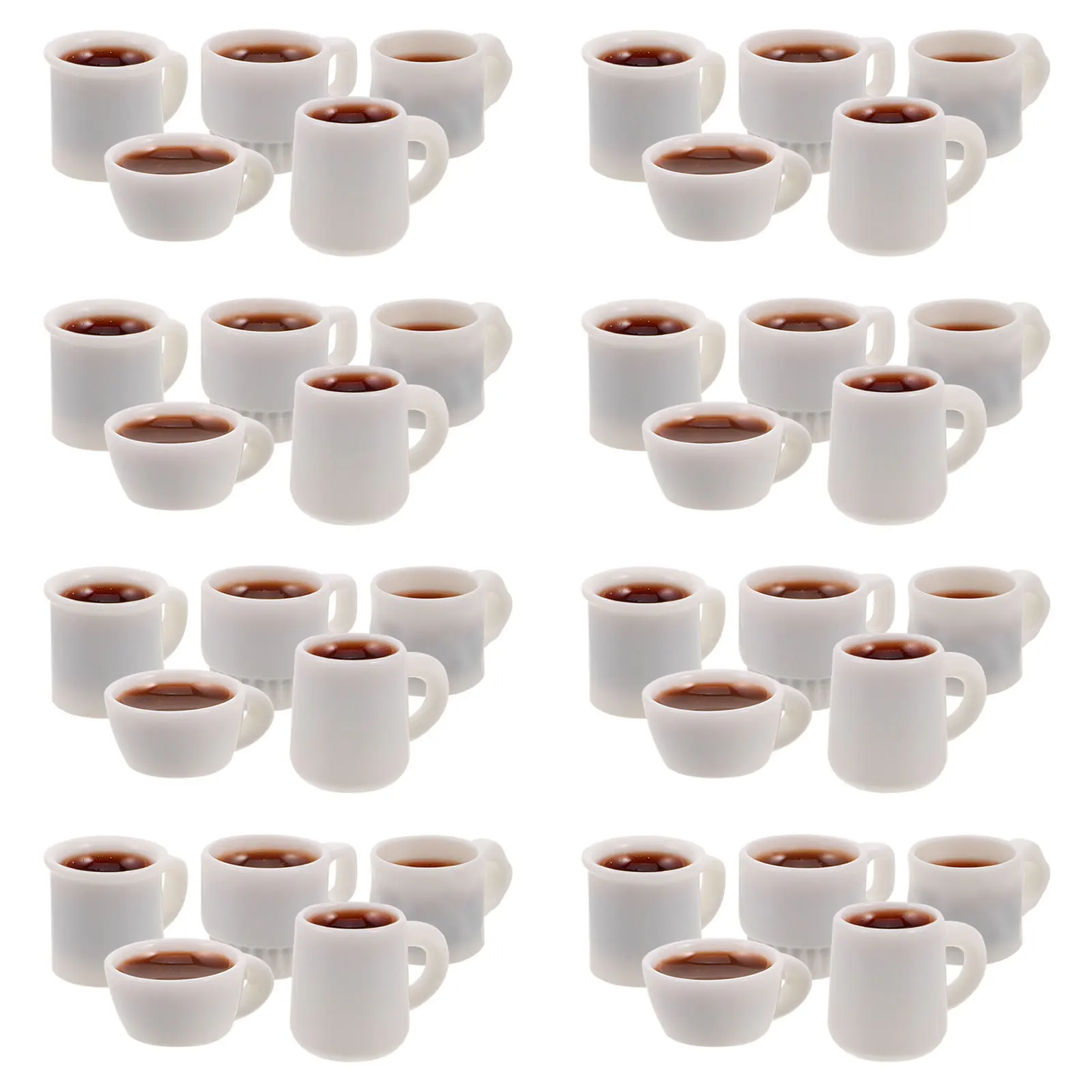 50 Uds Mini juego de tazas de café de resina casa de muñecas en miniatura accesorios de cocina pequeños adornos de bebidas DIY llavero pendiente encantos