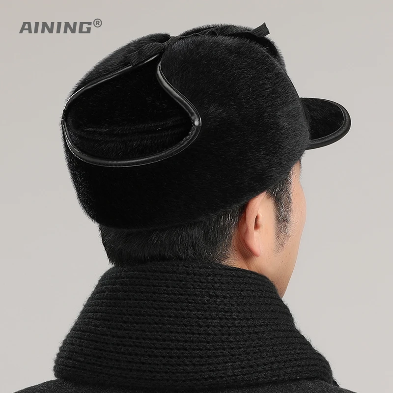 Lei Feng Hat Men\'s Winter Thickened Military Hat Outdoor Warmth Dual Purpose Ear Protection Cold Proof Woolen Flat Top Hat