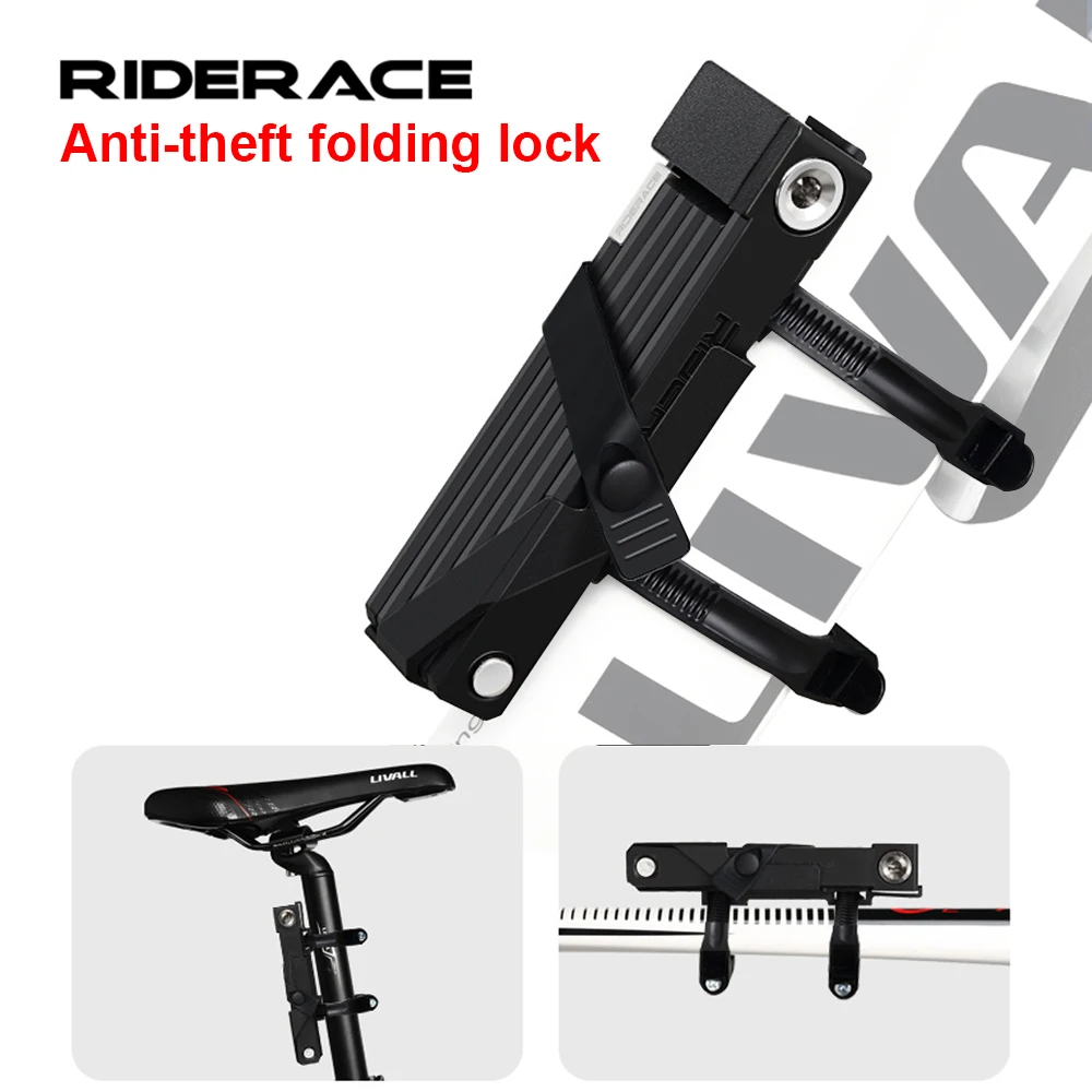 RIDERACE-cerradura plegable para bicicleta, candado antirrobo de alta seguridad, portátil para bicicleta de montaña, Scooter, bicicleta eléctrica, candado de cadena para Ciclismo de Carretera
