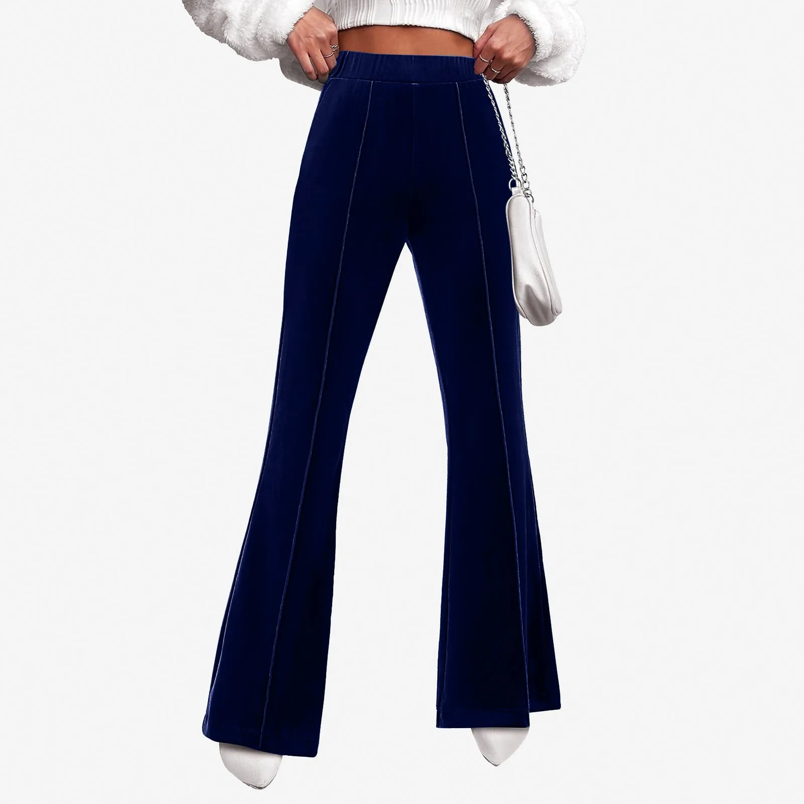 

Korean Simple Temperament Casual Straight Sleeve Micro Ragged Pants Women'S High Waist Drop Feel Autumn New Solid Slim Trousers