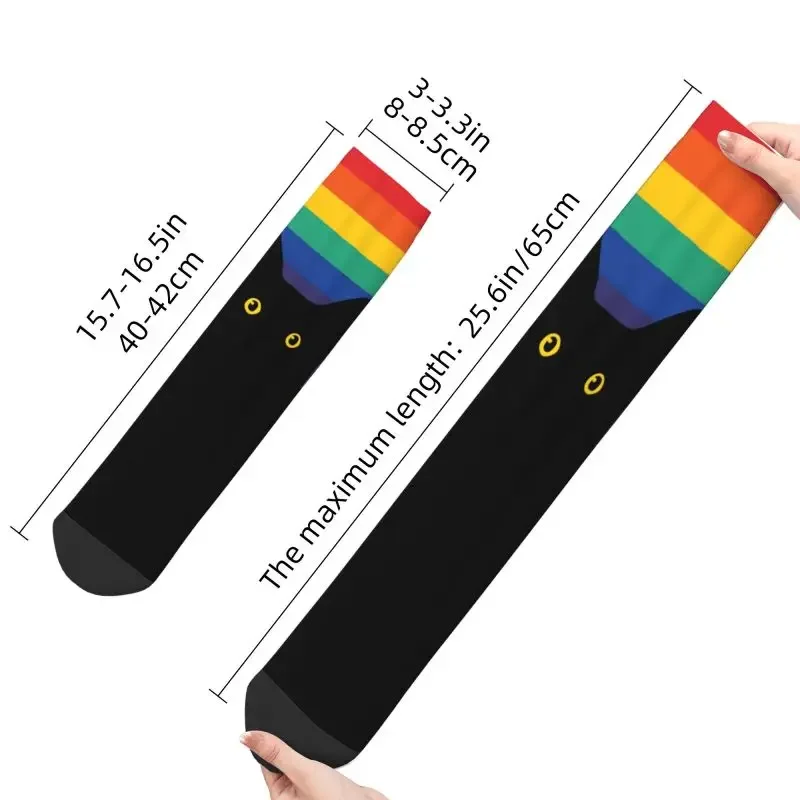 Cute Peeking Cat In Rainbow Circle Socks Women Men Warm 3D Printing LGBT Gay Pride Sports Football Socks