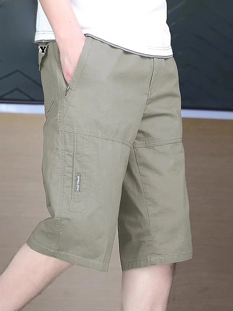 

Pure Cotton Straight Leg Sports Pants Men's Summer Loose Fit Casual Knee-Length orts Youth Faion Anti-Wrinkle