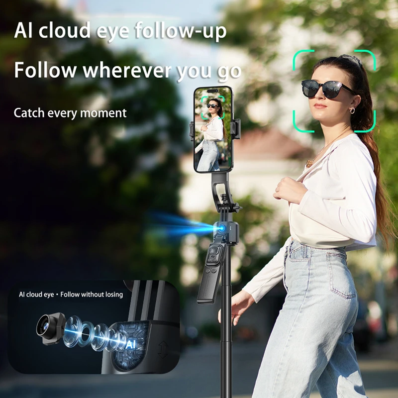 Xiaomi Mijia C17 Selfie Stick Intelligent Ai Mobile Follow-Up Anti Shake قابل للسحب عموم إمالة حامل هاتف أداة الكاميرا التلقائية