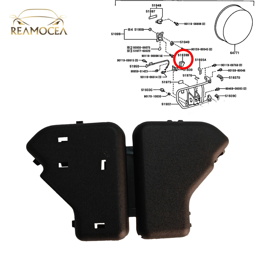 

Reamocea 1 шт. 51939-89102 Крышка-заглушка замка крепления запасного колеса в багажнике для Toyota Land Cruiser LC100 LC200 1998-2021
