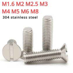 Stainless Steel one Countersunk Head Screws 304 Slotted Flat Head Threaded Bolts M1.6 M2 M2.5 M3 M4 M5 M6 M8 GB68