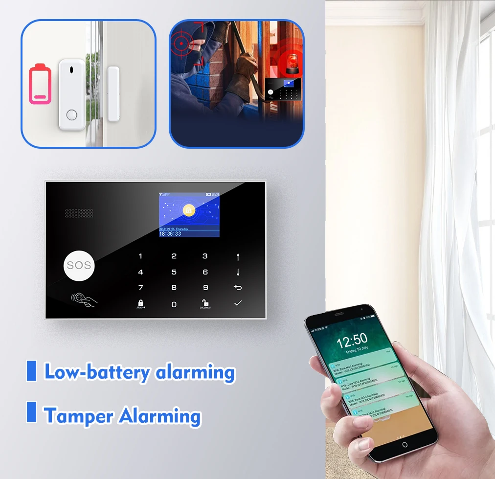 PANIAN Tuya Smart Life Security Alarm System With Wifi Wireless 433MHz For Home and Factory Work Alexa Camera Alarm,PIR Sensor