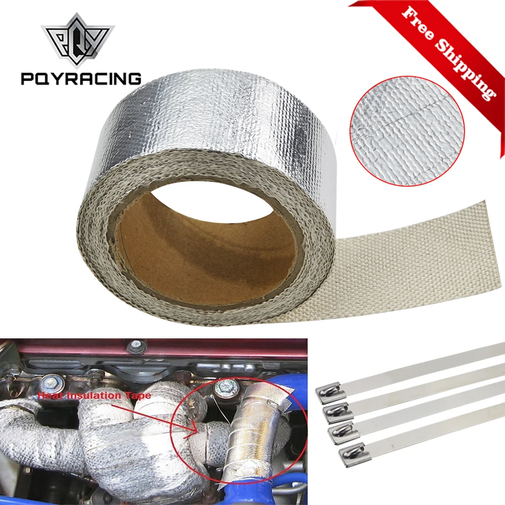 Free Shipping Car Aluminum Reinforced Tape Heat Shield Resistant Wrap For All Intake pipe / Suction Kit  WITH 4PCS TIES 1611