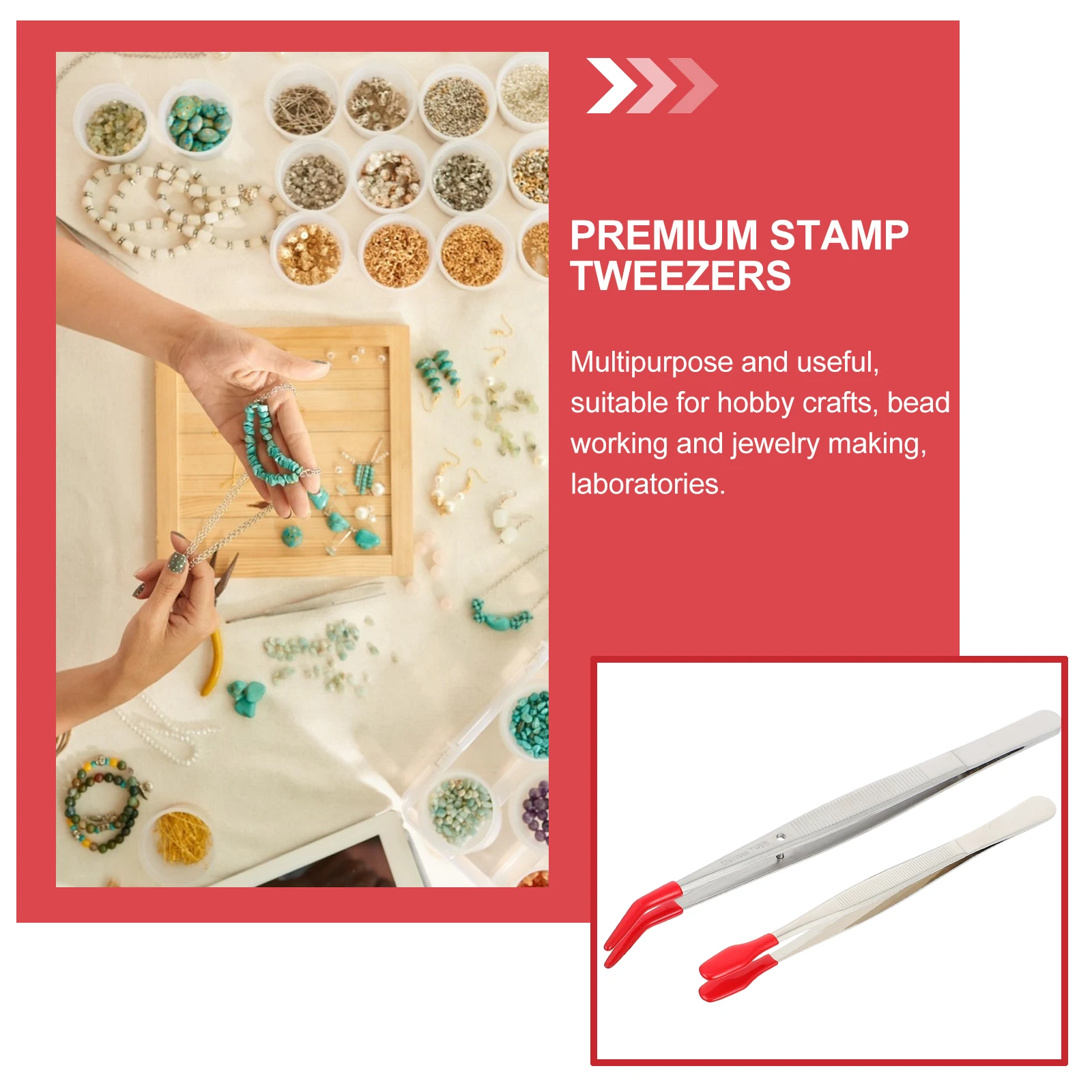 

2pcs Stainless Steel Tweezers Durable Long-Lasting Premium Tools for Jewelry Making Bead Work Laboratories