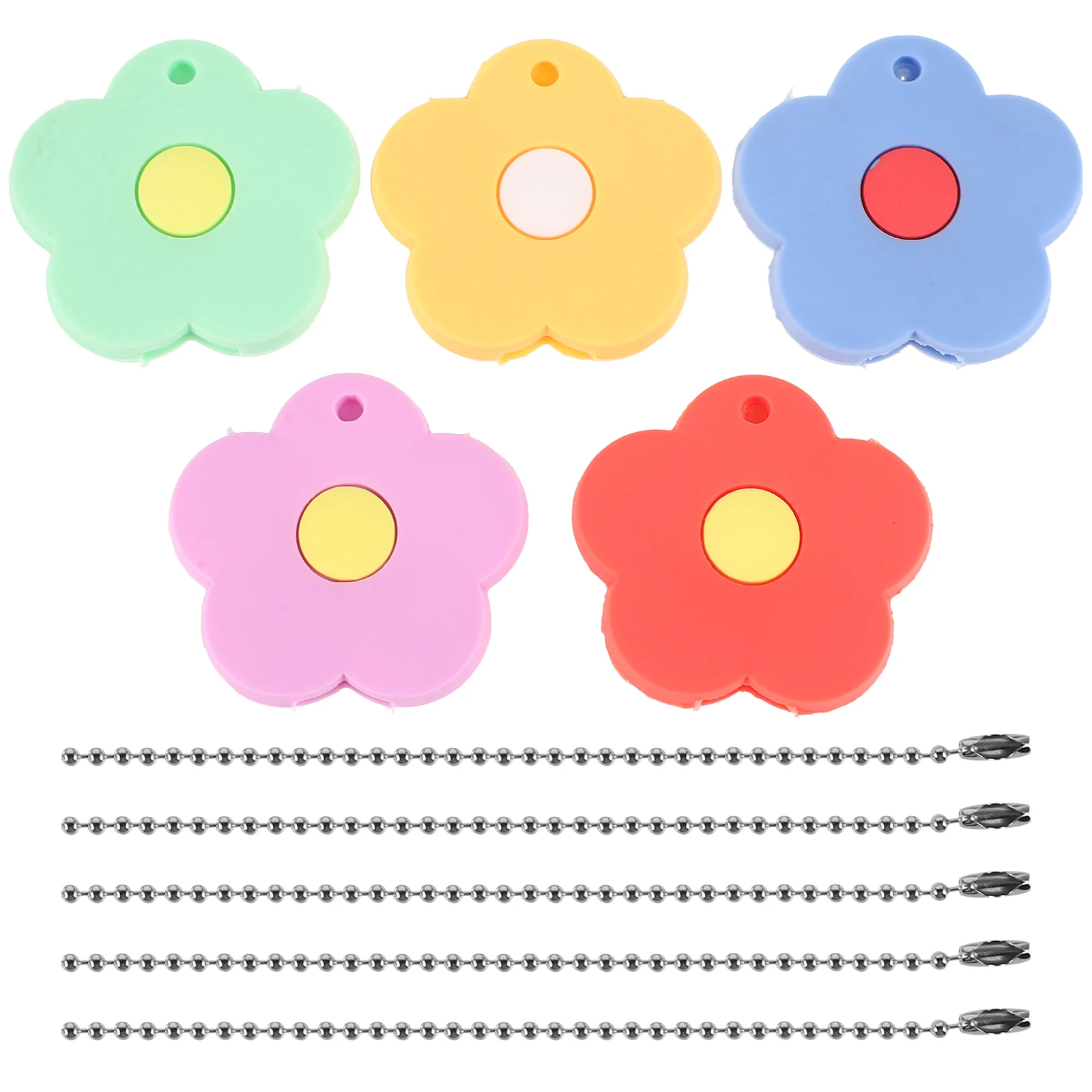

5 Pcs Cat Claw Keychain Accessories Cartoon Animal Key Covers Caps House Keys Colorful Flower Petal Green Orange Blue Purple