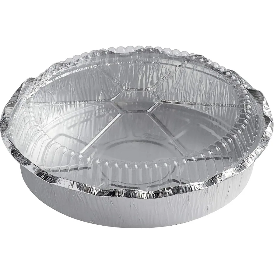 

200 PC Combo 9 Round Foil Container with Flat Board Lid Disposable Food Container Great for Baking and Roasting Aluminum Cookin