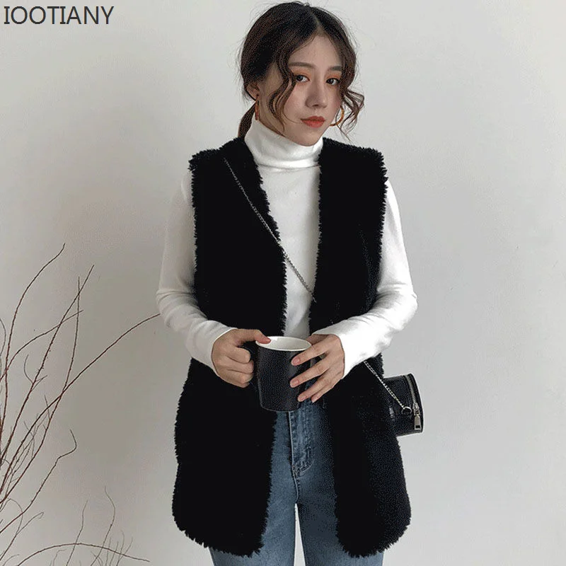 IOOTIANY New Autumn Fashion Trend Short Woman's Jacket Women Faux Fur Coat Faux Fur Vest Women's Vest