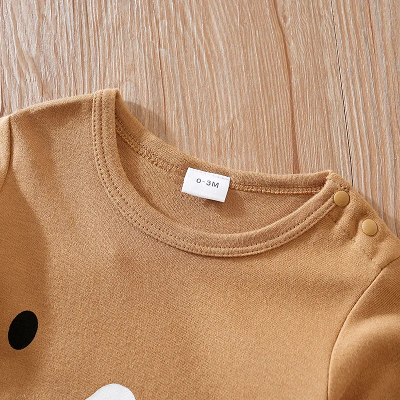 Spring And Autumn Boys And Girls Cute Cartoon Little Bear Dress Up Cotton Comfortable Long Sleeve Baby Bodysuit