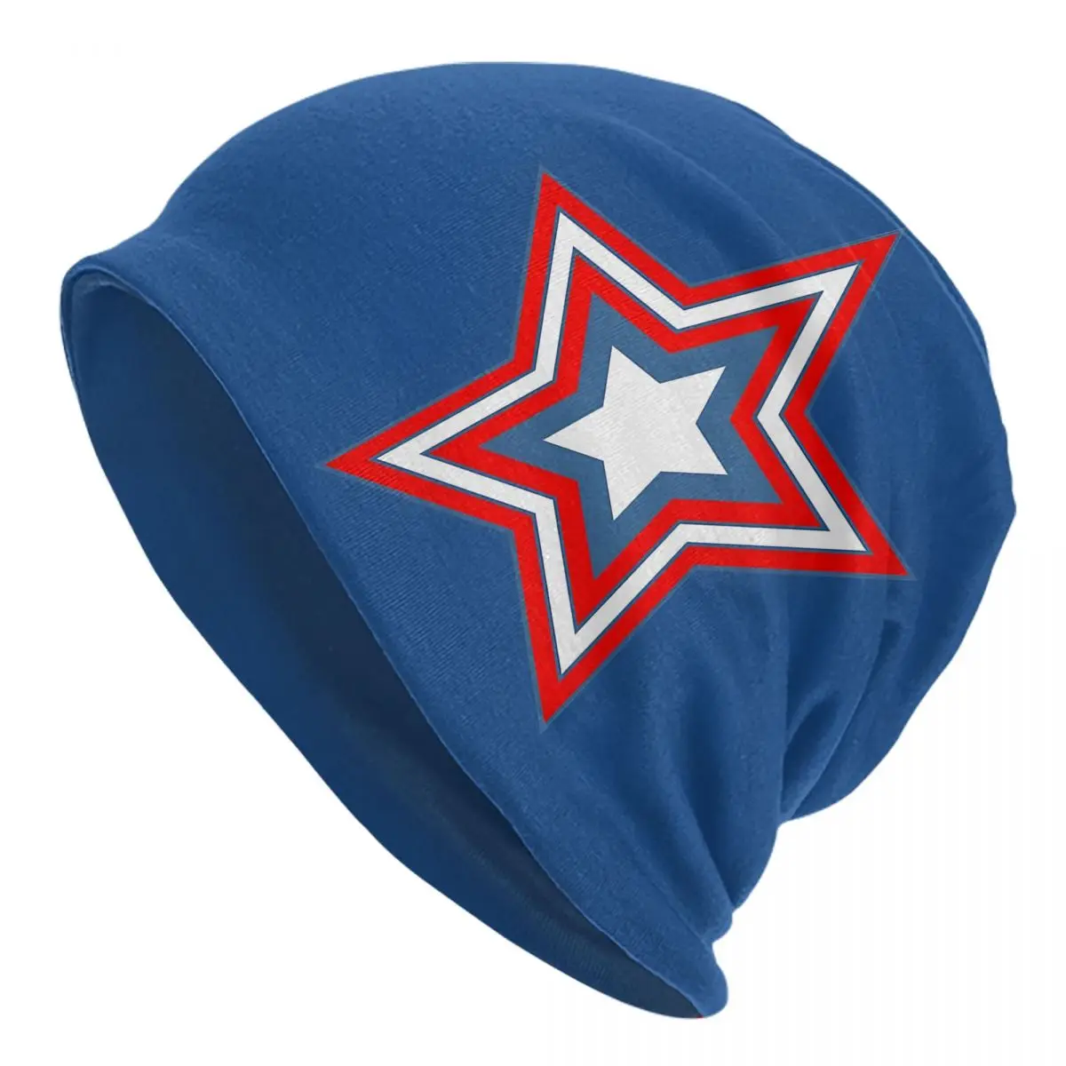 Star Blue Men Women Thin Beanies Windproof Ski Cap Double Layer Fabric Bonnet Hat