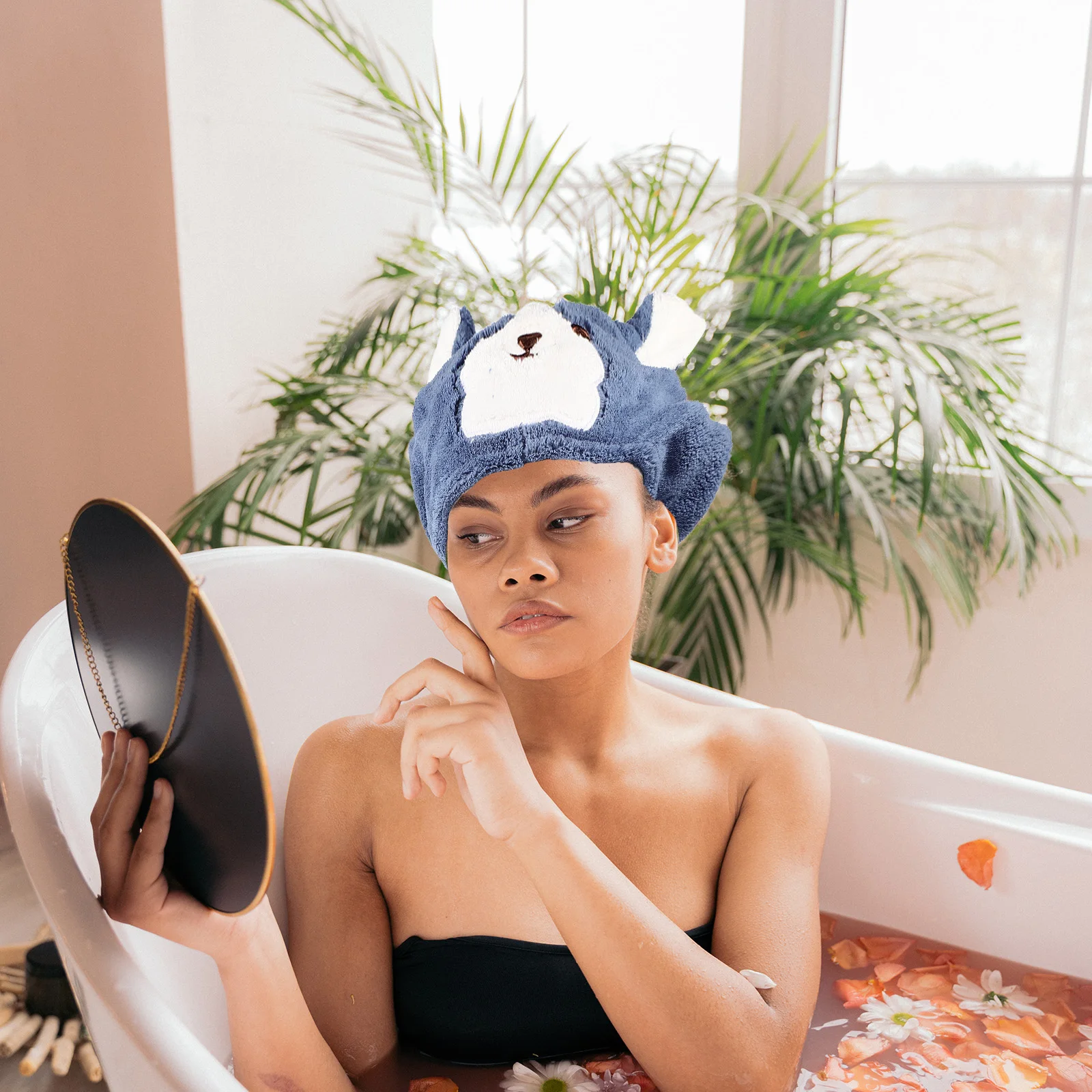 

Dry Cap Bonnet Coral Fleece Towel Wrap Bath Towel Hat Absorbent Water Hair Drying Cap for Shower Wet Hair Cartoon Design