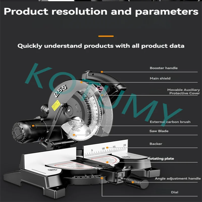 45 Degree 10 Inch Aluminum Profile Cutting Machine Miter Saw High Precision Wood Multi-function Miter Saw