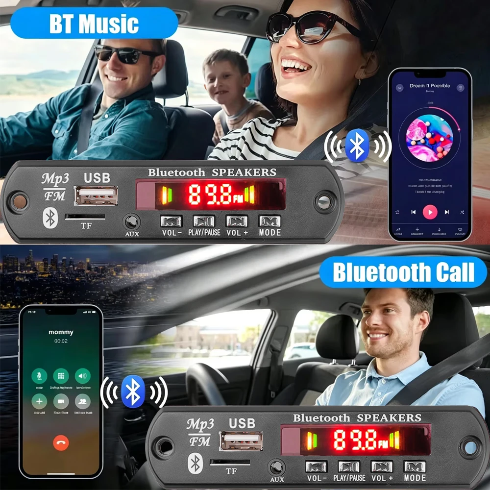 KEBIDU 120W Wzmacniacz Bluetooth Odtwarzacz MP3 Bezprzewodowy Samochodowy Dekoder MP3 WAV Płytka Dekodująca DC 12V Odtwarzacz Muzyki Moduł Radia FM Do Samochodu Domu — zdjęcie produktu 3
