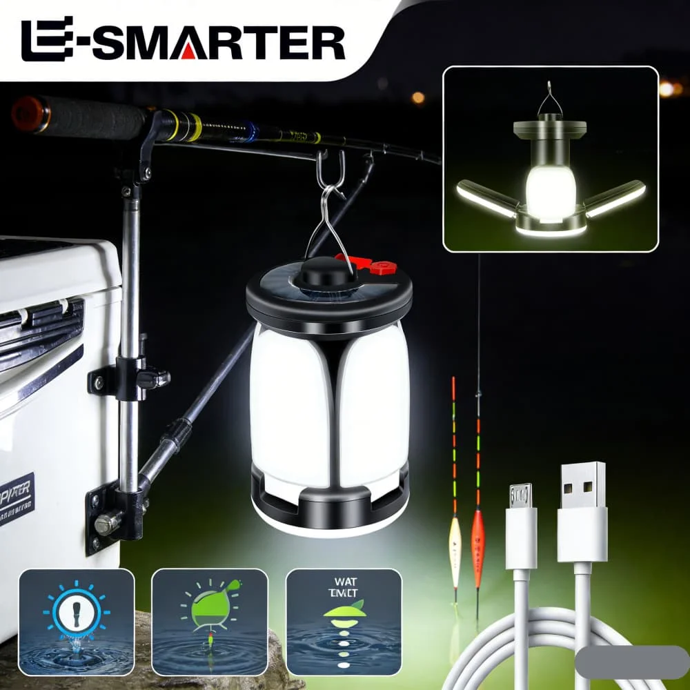 Emergency USB Rechargeable Tent Camping LightsOutdoor Lighting LED Leaf Camping Lamp Hung Fishing Travel Lanterns