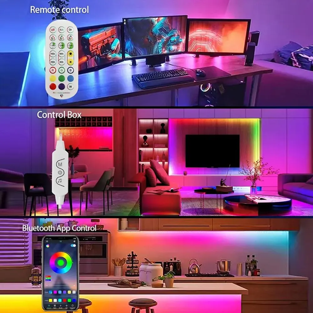 LED Smart Strip USB 5050RGBIC APP Sterowanie synchronizacją muzyki z pilotem do sypialni TV Podświetlany pokój do gier