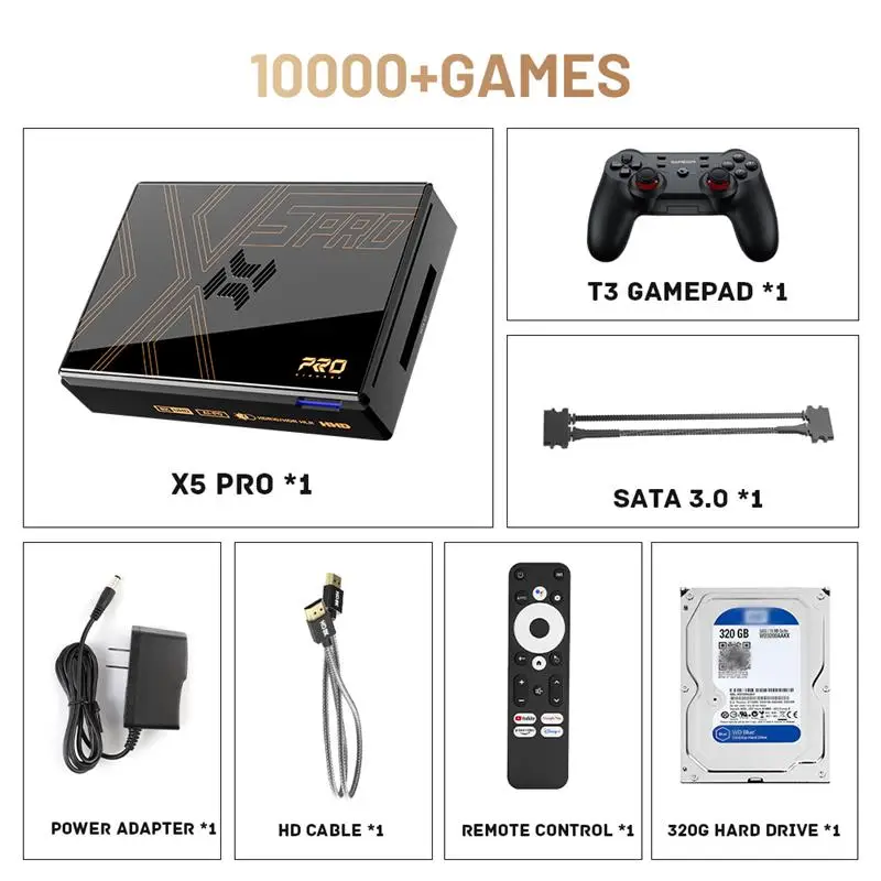 Top! Super Console X5 PRO Retro Video Game Consoles Plug and Play 4T with 16000 Games for PS2/WII/SS/DC/N64 Android 12 TV Box