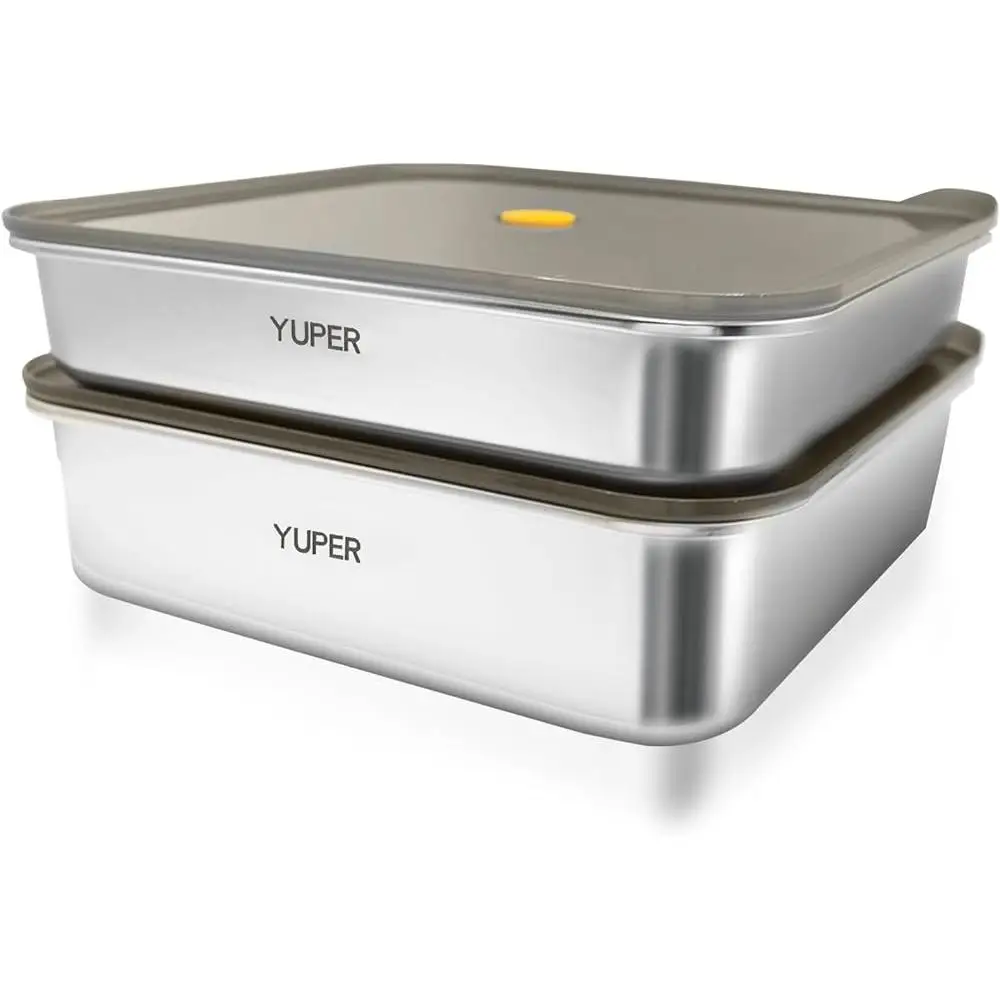 Stainless Steel Food Containers with Vacuum Lids Leak Proof Meal Prep Storage Deli Fruits Vegetables Refrigerator Use