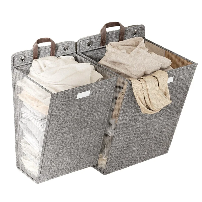 

Foldable, Laundry Basket, Multifunctional Laundry Basket, Punch-Free Wall-Mounted Laundry Net, Clothes Storage