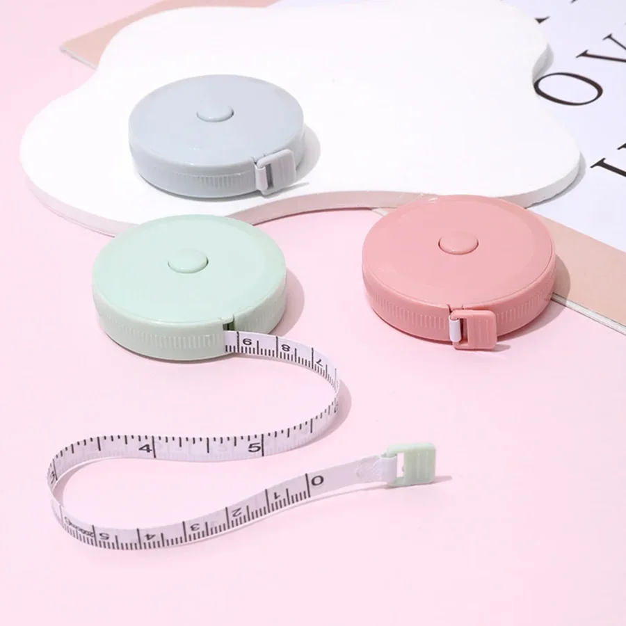 

1PC 1.5m Small Tape Measure Portable Student Soft Leather Three Measurement Clothes Automatic Recycling