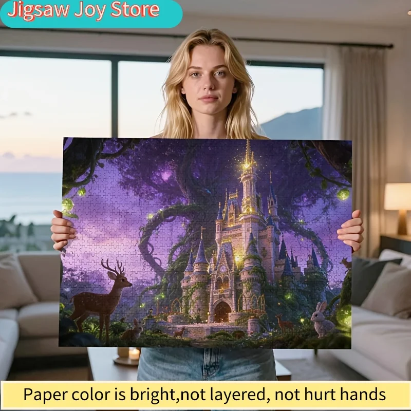 

Пазл-головоломка «Замок и лес» Disney, 1000 деталей | Фэнтезийная сцена, стиль ар-деко и классика, подходит для классной комнаты, кухни