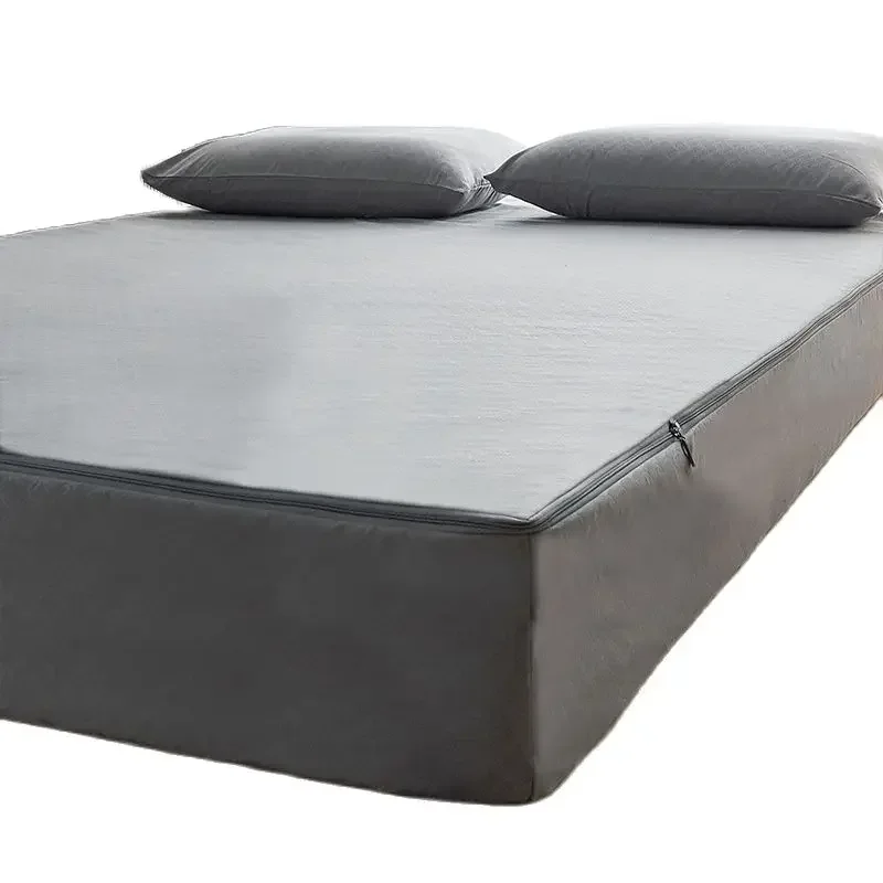 Juste de matelas imperméable avec fermeture éclair sur six côtés, drap-housse matelassé pour lit Queen, tatami entièrement imbibé, broderie