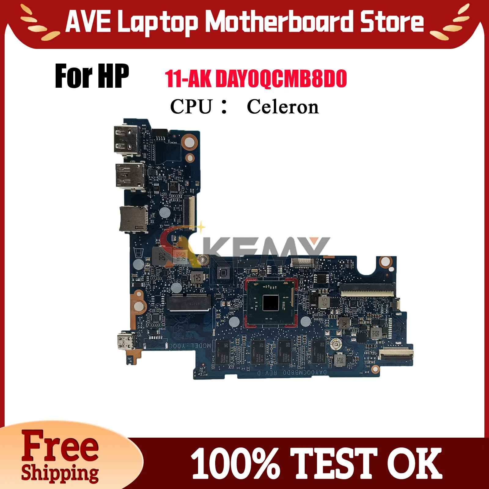 

DAY0QCMB8D0 Материнская плата для ноутбука HP Stream 11-AK с процессором Atom X5-E8000, 4 ГБ ОЗУ, 32 ГБ SSD L59929-601 L59929-001