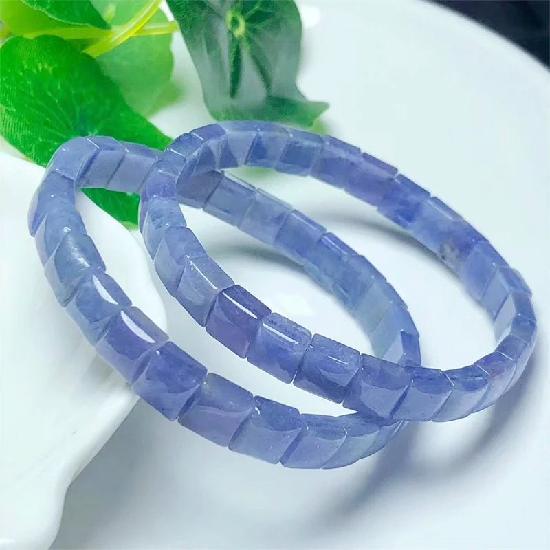 Natural Tanzanite Bangle Crystal Healing Stone Stretch Polychrome Gemstone For Women Birthday Present Lover Gift 1pcs 6MM