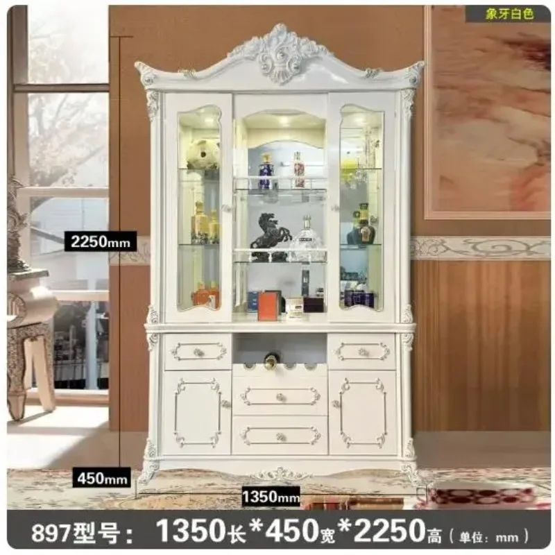 XX Style Wine Cabinet Wall-Mounted Glass Display Cabinet Luxury Storage Cabinet with Doors for Living Room Dining Room