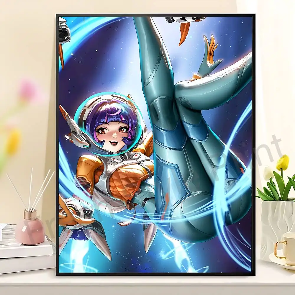 Game O-Overwatchs-S Juno Poster Fancy Wall Sticker for Living room bar retro decorative painting room