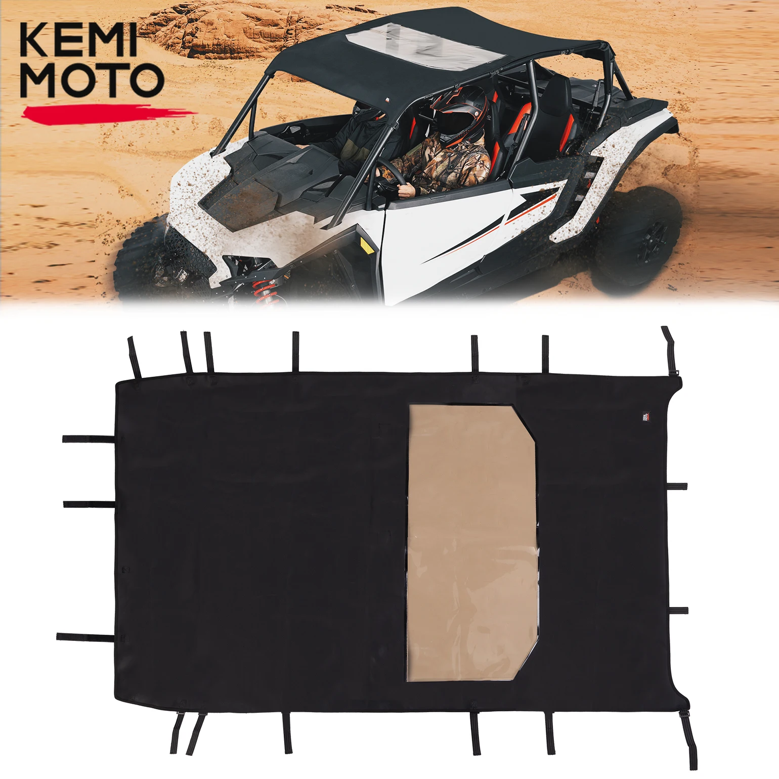 KEMIMOTO RZR UTV Waterproof Soft Roof Top Compatible with Polaris RZR XP 4 1000 2024 Black 1680D Oxford Fabric UTV Roof Top