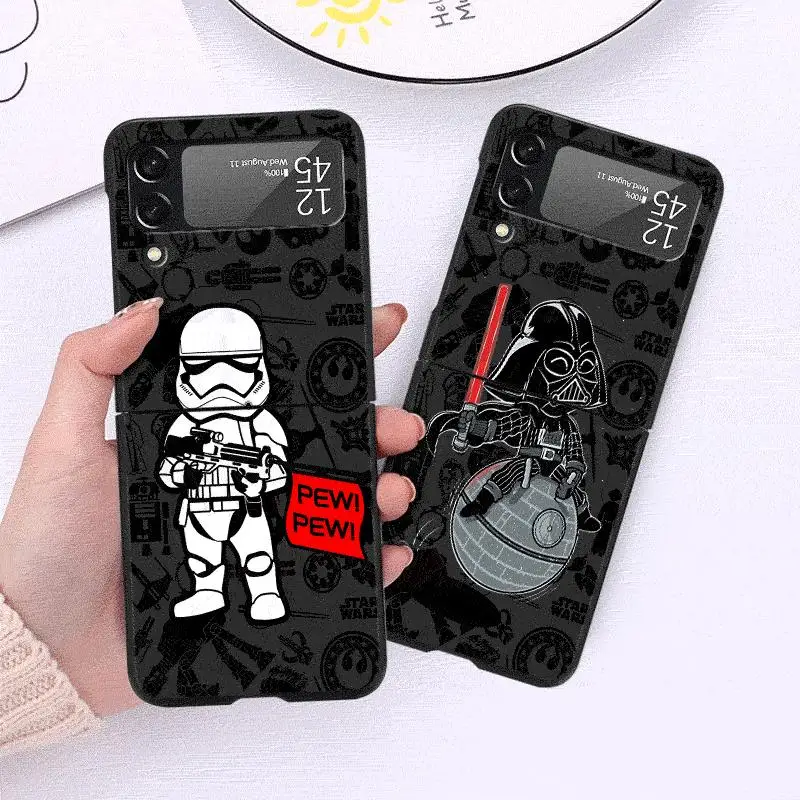 Star W-Wars Cute Case for Samsung Galaxy Z Flip 4 3 5 5G Flip Shockproof Capa 6.7 Inches Black Hard PC ZFlip 4 Phone Cover