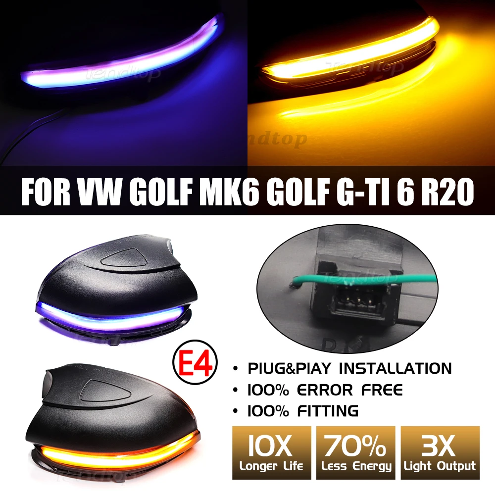 Dynamic LED Turn Signal Light Side Mirror Direction Indicator Sequential For Volkswagen VW GOLF 6 VI MK6 GTI R line R20 Touran