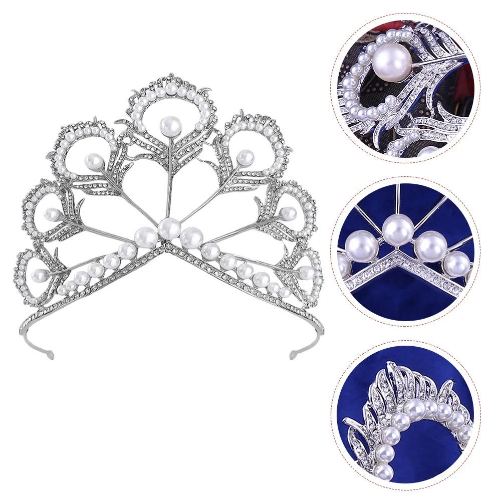 

1 шт., большая корона с жемчугом, элегантная свадебная повязка для волос, свадебные украшения для невесты, декор, свадебный аксессуар, свадебные короны, головной убор с короной