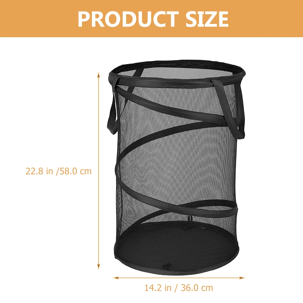 

Foldable Dirty Basket Large Capacity Mesh Dirty Clothes Basket Hamper Black Easy Carry Storage Bedroom Bathroom