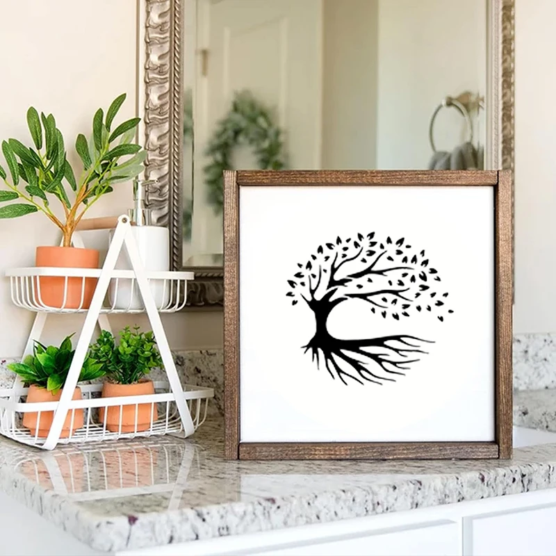 Imagem -05 - Tree of Life Stencils Grupo Pintura em Madeira Aerógrafo Plantas Naturais Palmeira Pequena Modelos de Desenho 12 Pcs