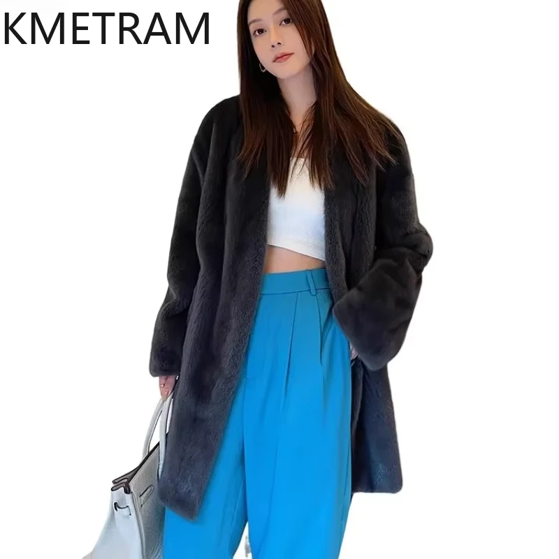 Real Danish Mink Fur Coat Women Luxury Fur Jacket with Belt Winter New Outerwears High Quality Womans Clothing Fourrure 2024