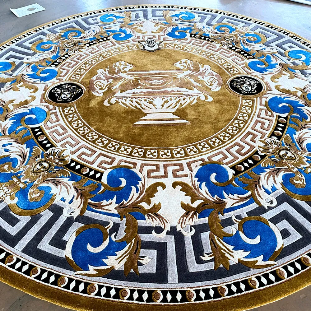 Handmade Modern  Wool Carpet Big Size Round Silk Viscose Rug  Pile Custom Tufted Area Rugs