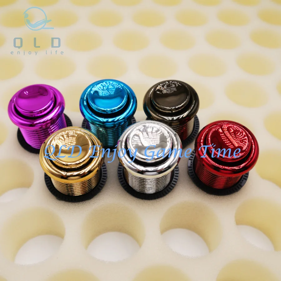 Arcade Game Button, DIY Parts, Original Baolian 28mm Nut American PushButton (Metallic), with Micro Switch