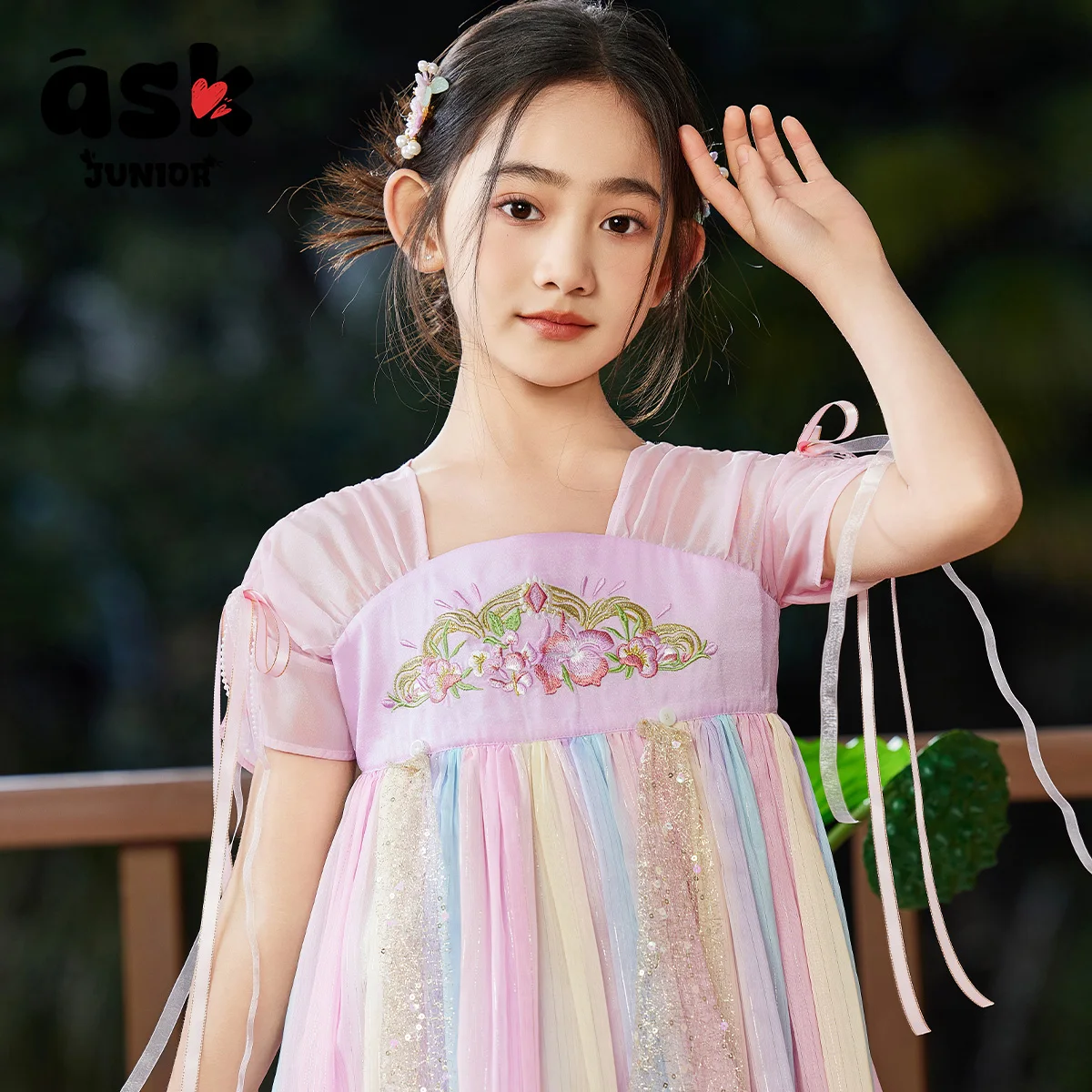 اسأل فستان هانفو الصيني الجديد للأطفال على الطراز الوطني الصيفي للفتيات الصغيرات فستان الأميرة للأطفال متوسط الأكبر سنًا #3