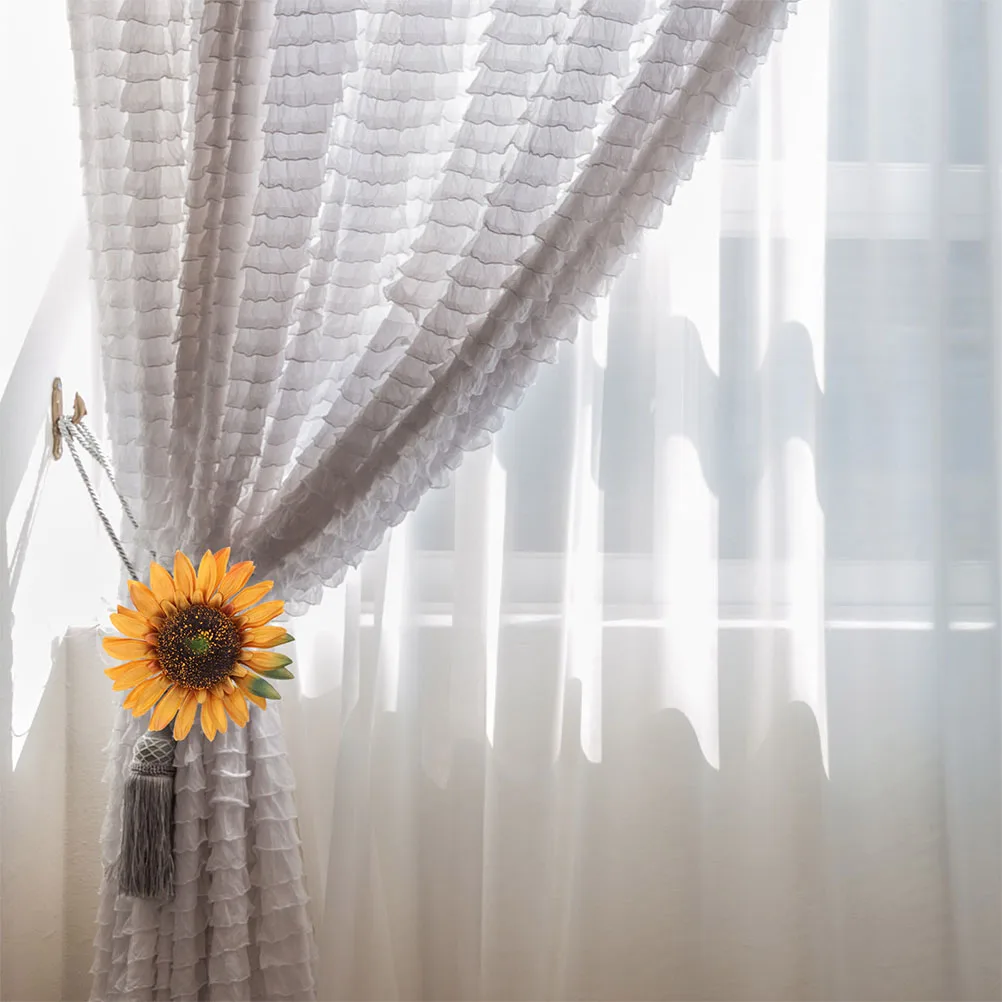 

4pcs Sunflower Clips Flower Curtain Holdbacks Window Drapes Accessories Multifunctional For Home Office Bedroom Living