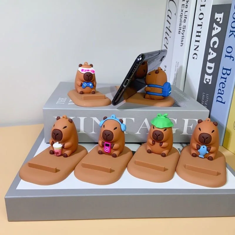 

Cute Capybara Phone Stand 3D Cartoon Animal Desktop Holder Universal for IPhone Samsung Tablet Lazy Bracket Desk Decor Gift Girl