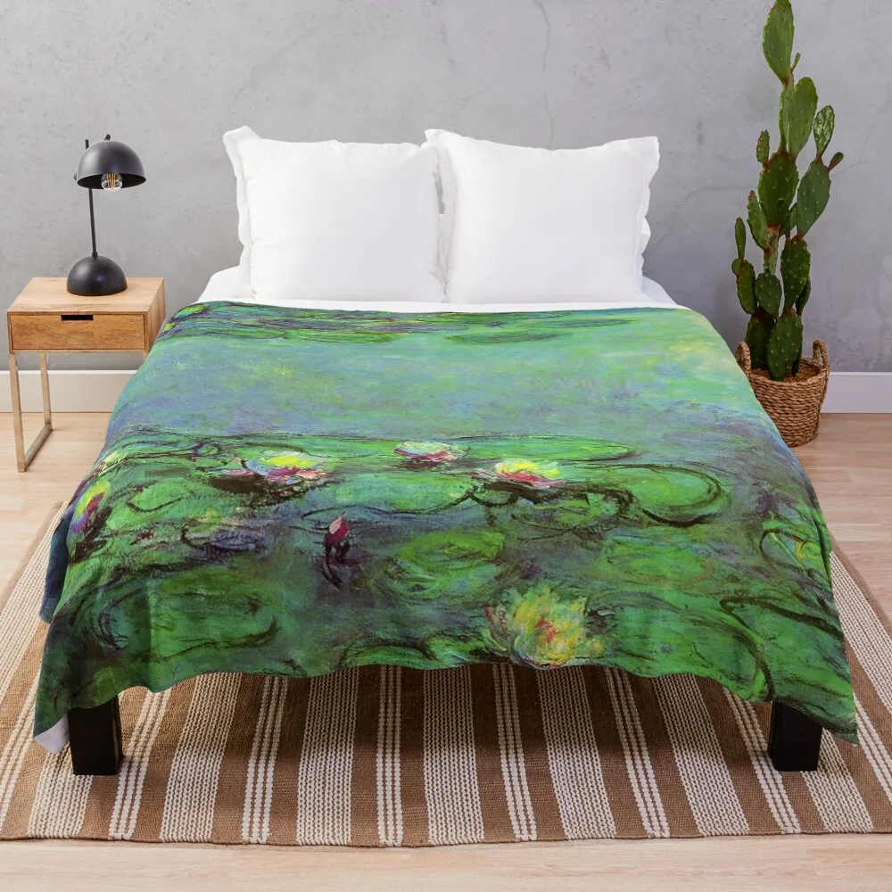 

Water Lilies Monet (1914-1917) Throw Blanket blankets ands Multi-Purpose Weighted Camping Blankets