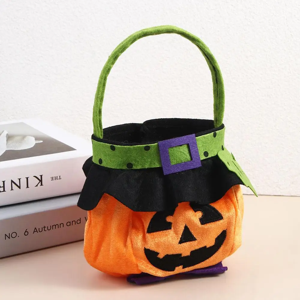 Bolsa de botín para truco o trato de bruja para niños, bolso de calabaza, bolsa de dulces de Halloween, bolsas de mano