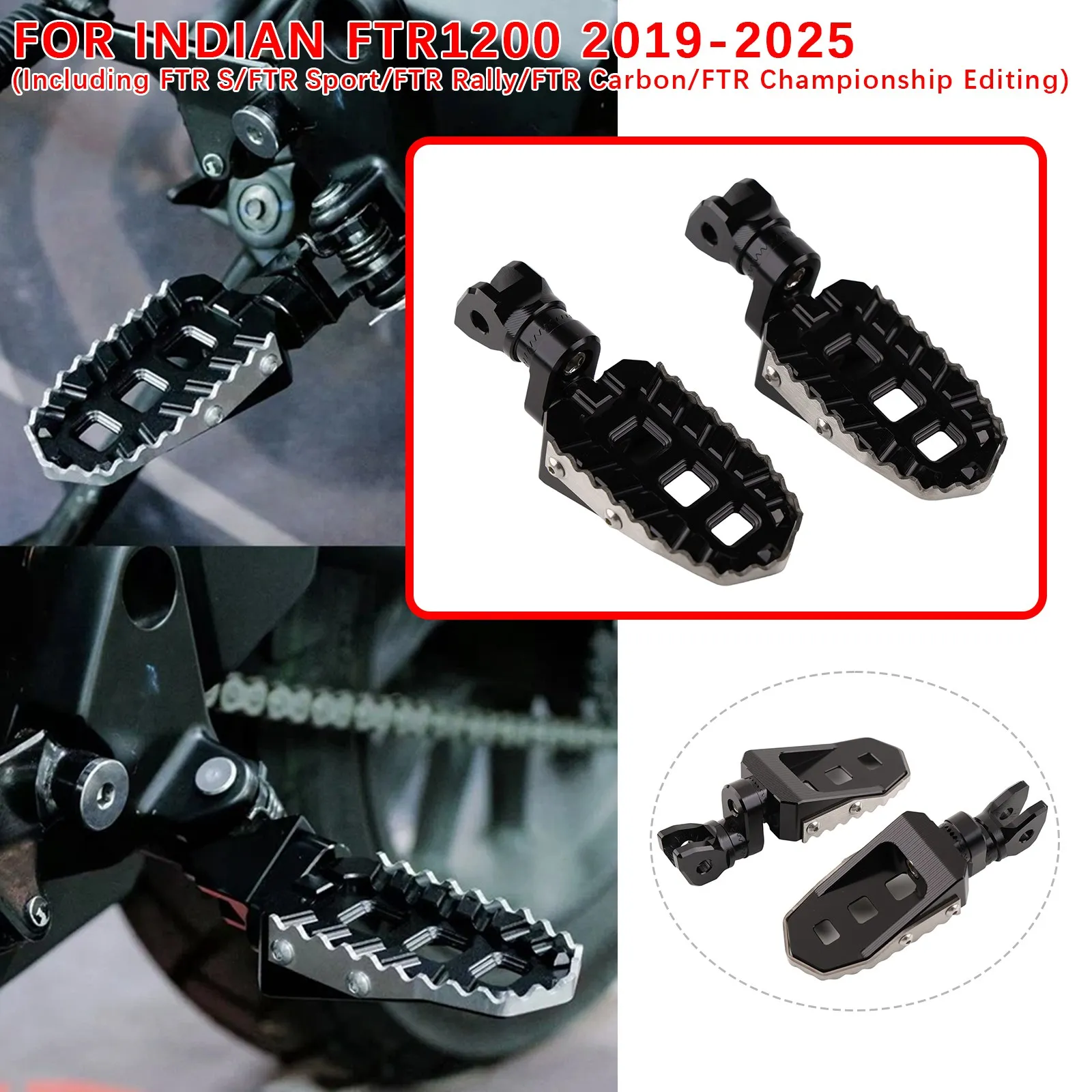 Front Footrests Foot Pegs for INDIAN FTR1200 2019-2025 Foot Pegs Motorcycle Footpegs Front Foot Rests Peda 2