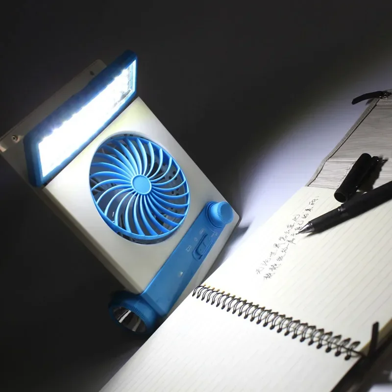 Ventilador eléctrico multifuncional, lámpara de escritorio, Mini ventilador pequeño para dormitorio de estudiantes, carga Solar, lámpara portátil para acampar al aire libre