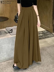 ZANZEA Fashion Women Korean Style Wide Leg Pants Autumn Elegant Casual Office Work Pantalon Female Loose Trousers Palazzo 2024