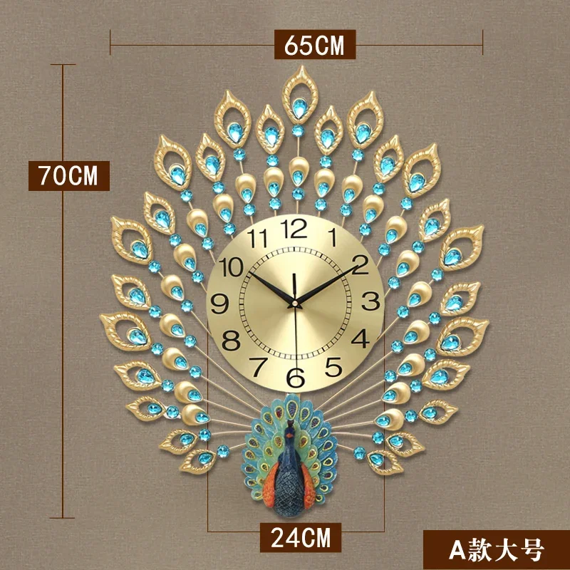 

Современные креативные настенные часы с изображением павлина, металлические художественные настенные часы в китайском стиле для гостиной, Роскошные Настенные часы, украшения